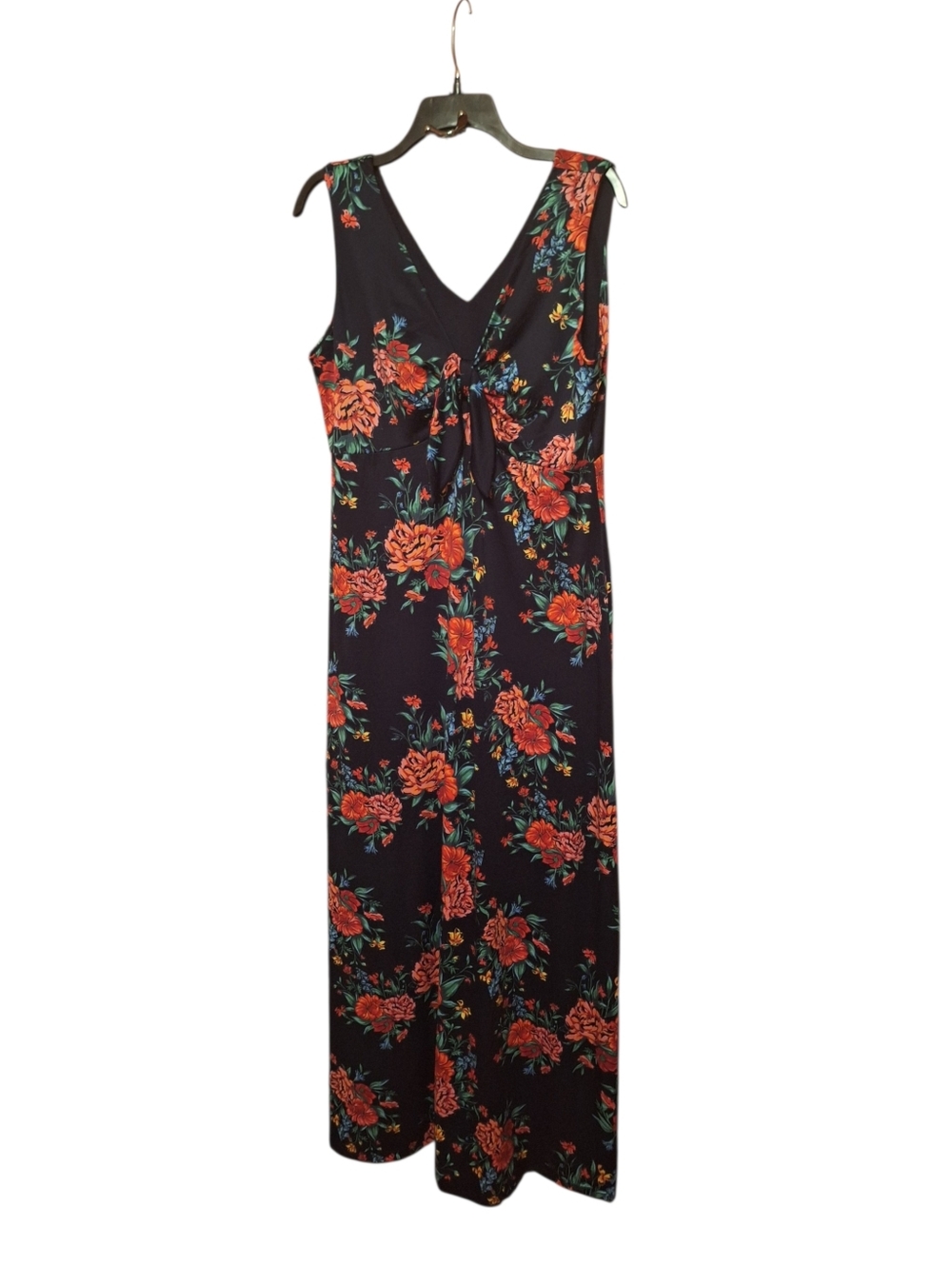 Nina Leonard Sleeveless Maxi Dress SHABBY Florals Ladies XL EXOTIC Florals TIE